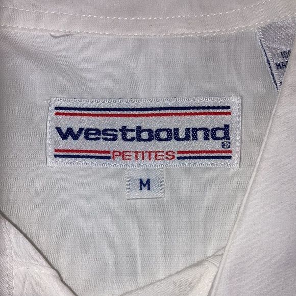 Vintage WestBound White ShortSleeved Buttonup Shirt Meduim with Blue beads - Picture 8 of 13
